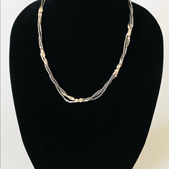 Necklace Hematite Beads & Freshwater Pearl 23” - Picture 7 of 7